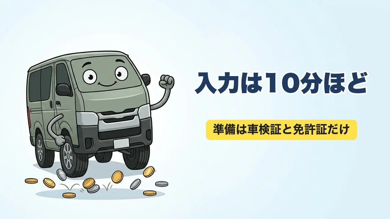 自動車保険の一括見積もりは車検証と免許証があれば10分ほどで入力できる