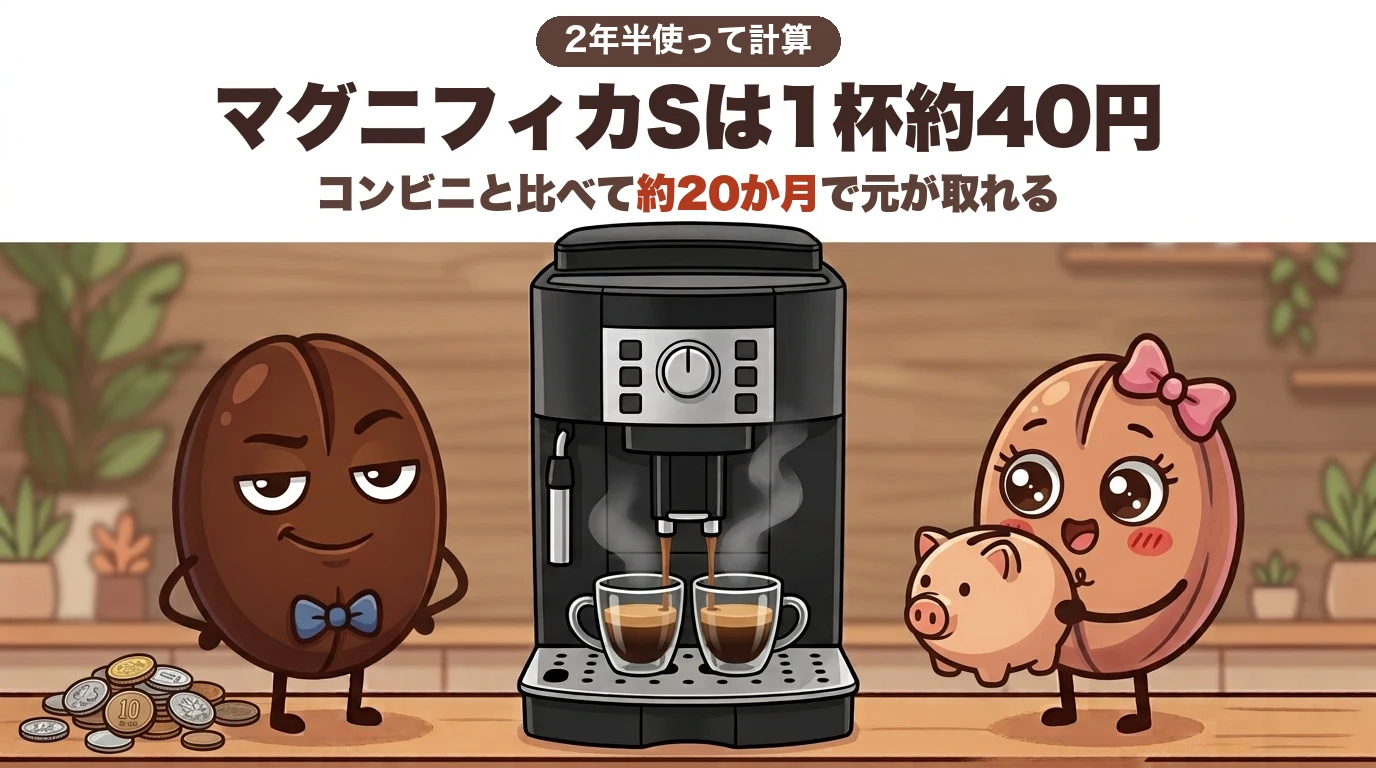 マグニフィカSは1杯約40円・コンビニと比べて約20か月で元が取れる