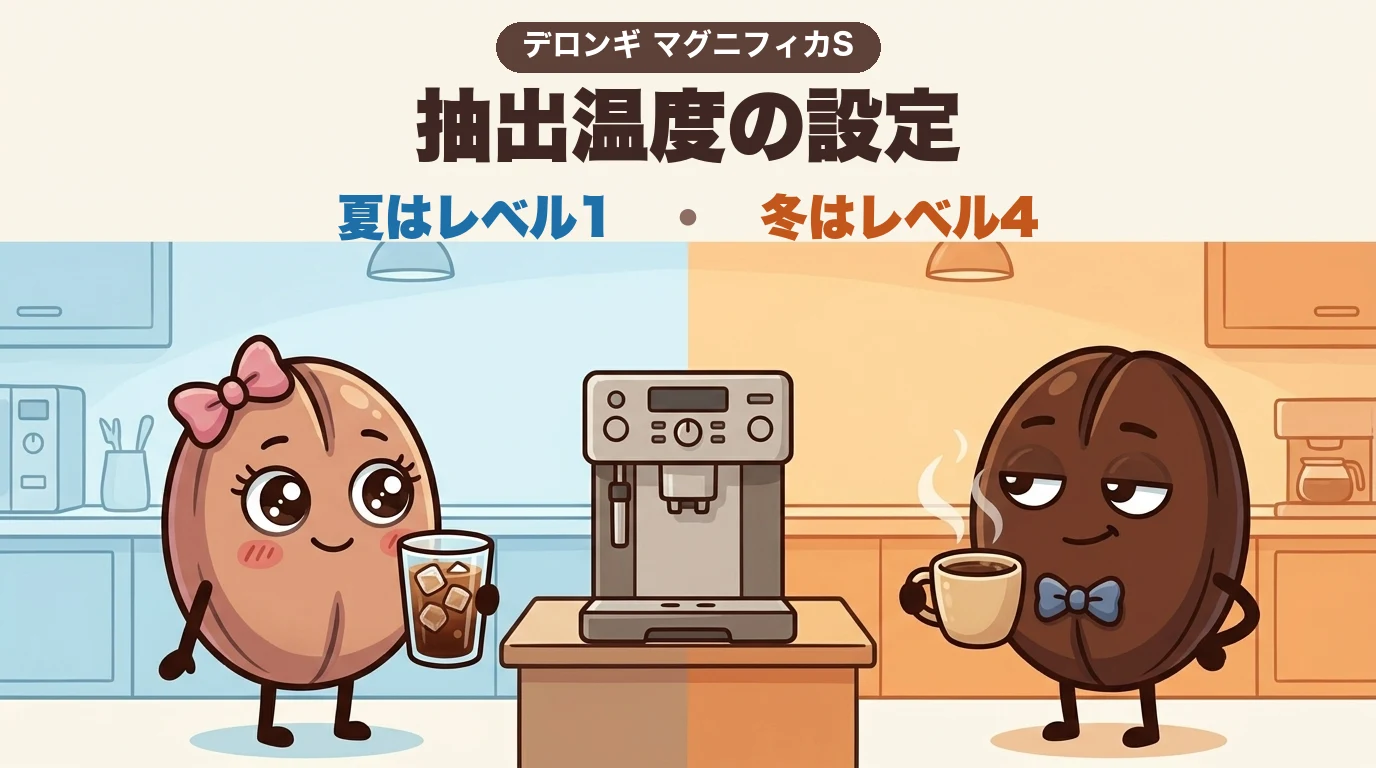 夏は1・冬は4】デロンギの温度設定｜マグニフィカSの変え方